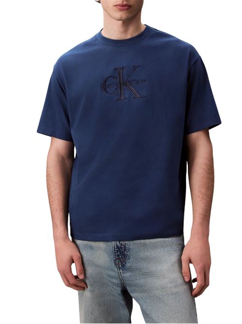 T-shirt blu in cotone Calvin Klein Jeans | LV04RB295GC3I